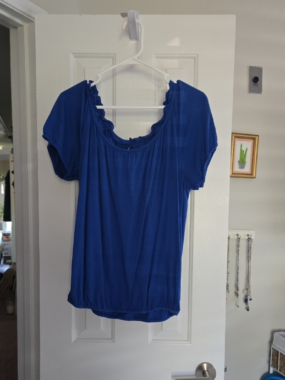 Lane Bryant Cobalt Blue Short Sleeve  Peasant Top 14